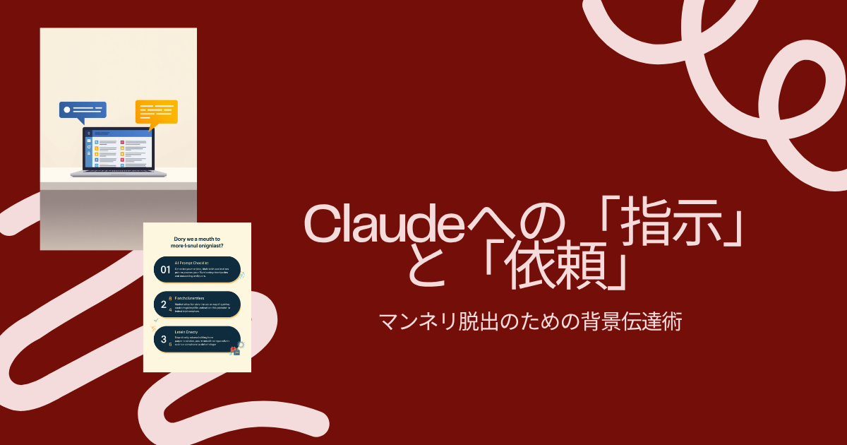 Claudeへの「指示」と「依頼」を分ける——マンネリ脱出のための背景伝達術